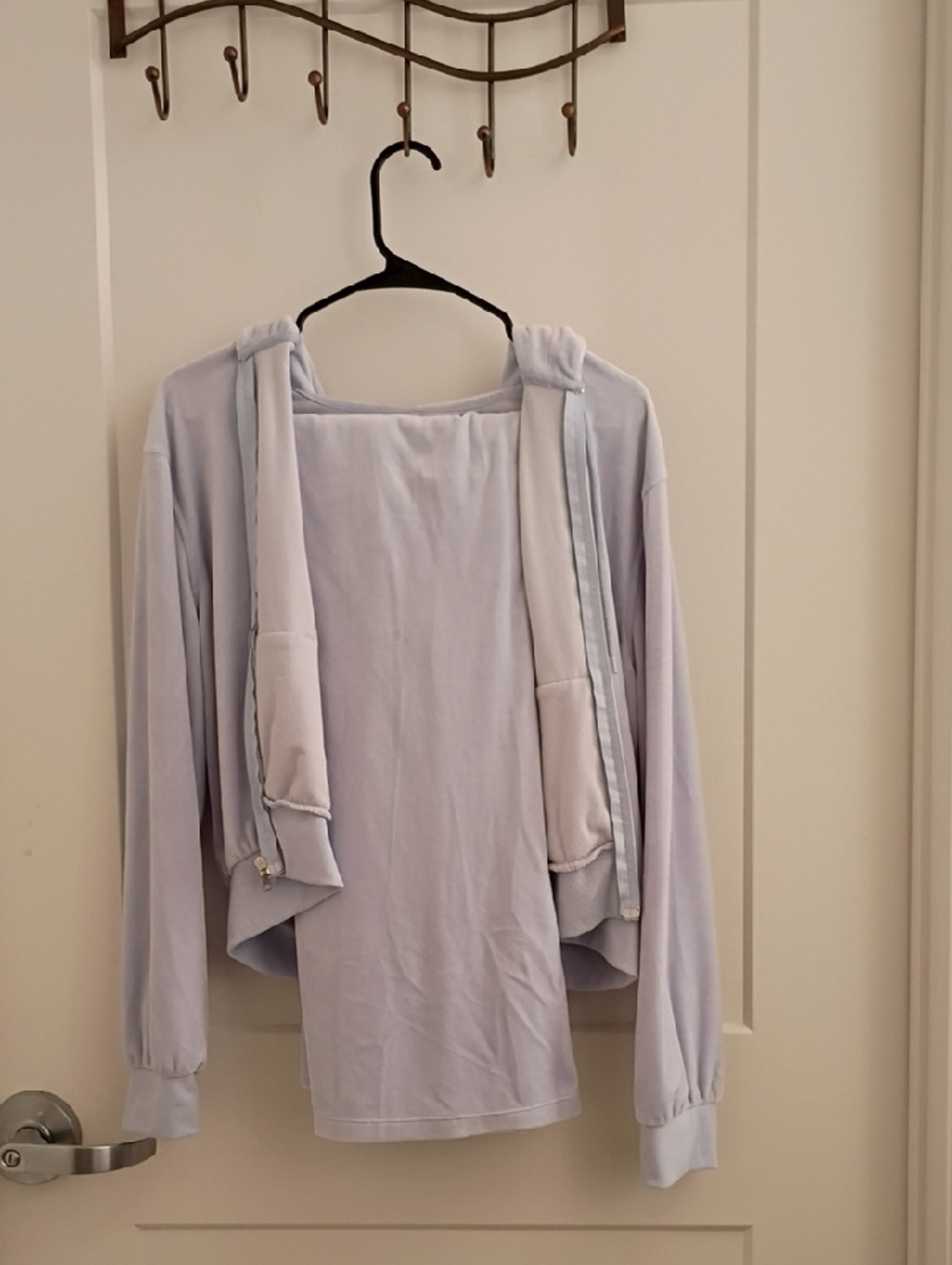 Light Blue/Lavender Velvet Hooded Zip-Up SET!